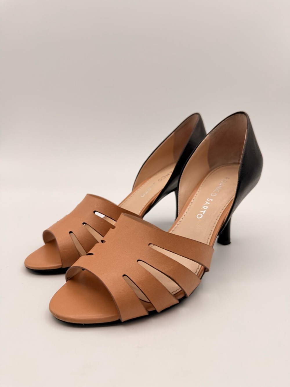 FRANCO SARTO Leather D’Orsay Heels Women’s Size 7 Black Tan
